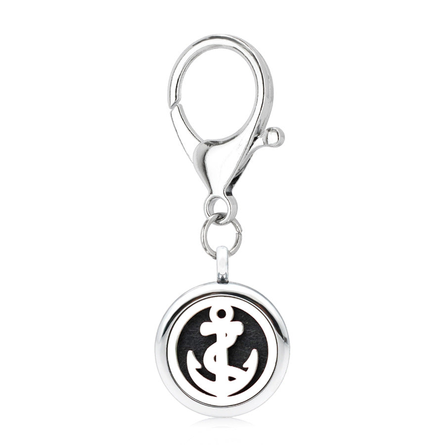 Wholesale Alloy 25MM Tree of Life Pink Ribbon Hollow Aromatherapy Essential Oil Keychain